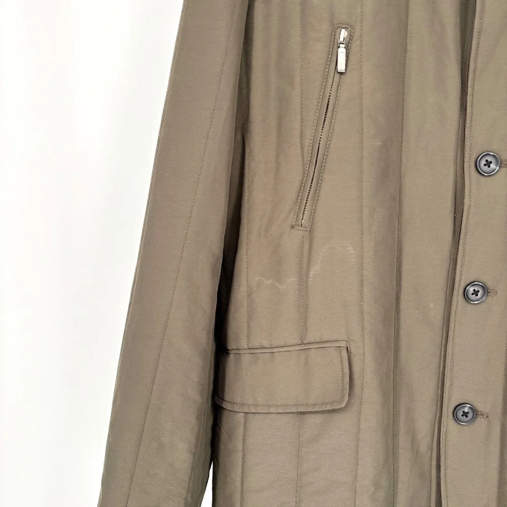Banana Republic Quilted Barn Jacket Sz XL Olive Green Plaid Lined Classic Preppy